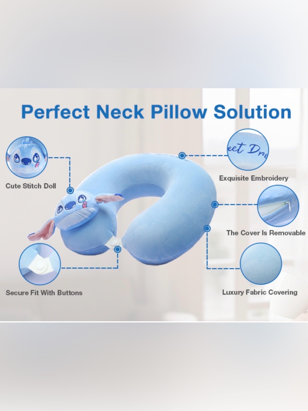 MINISO stitch Travel Neck Pillow